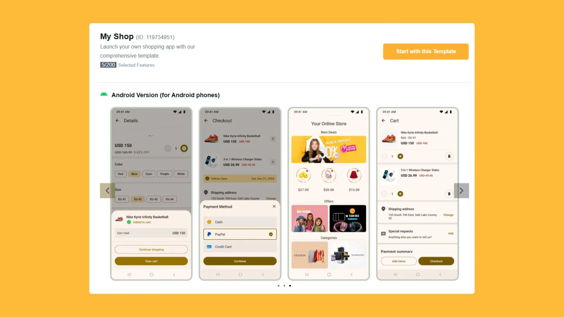 Pre-Made Shopping App Templates