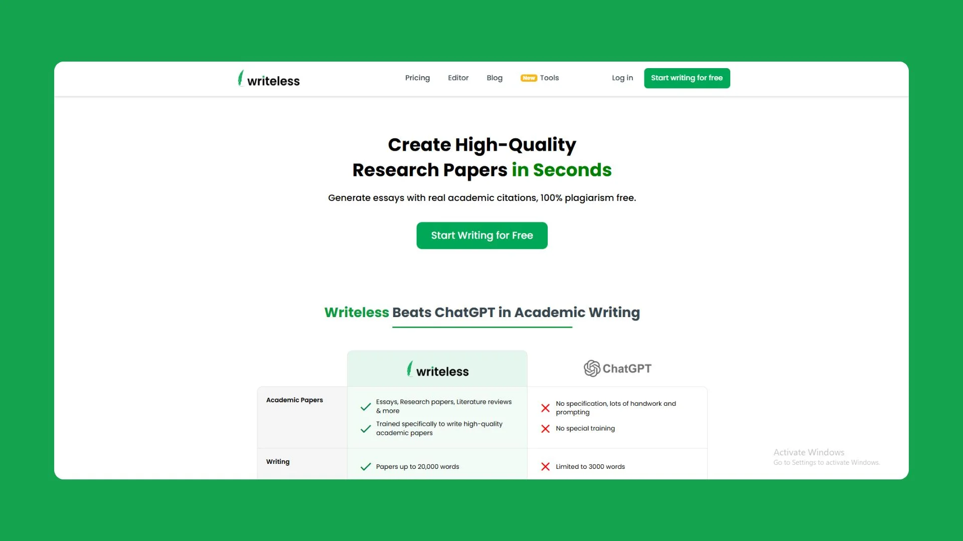 Writeless – Plagiarism-Free Academic Essays Powered by AI Essay Writer